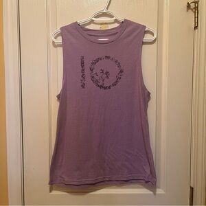 Purple Sleeveless Muscle Tee with Circular Design